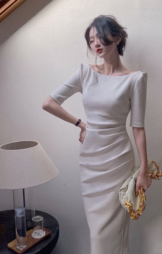 White Evening Dress, Party Dress For Women fg6278