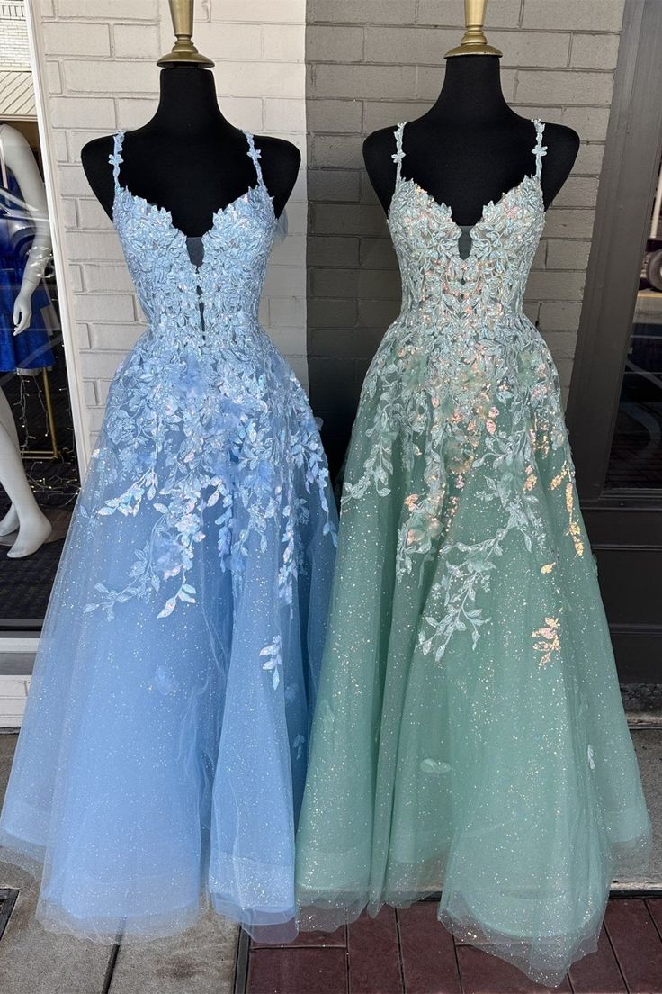 A-Line Appliques Plunge V Long Prom Dress with Detachable Sleeves fg6370