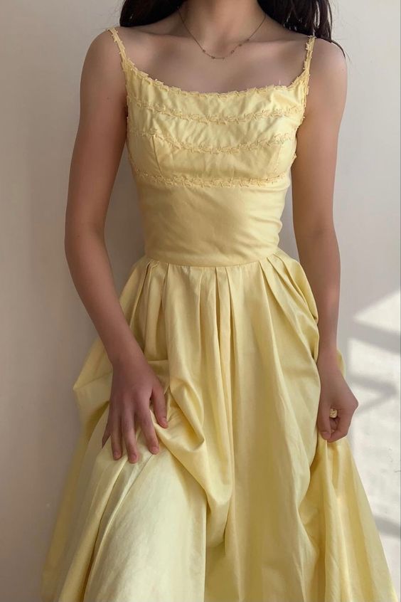 Elegant Yellow Women's Prom Dress Fashion Outfit Dress fg5608