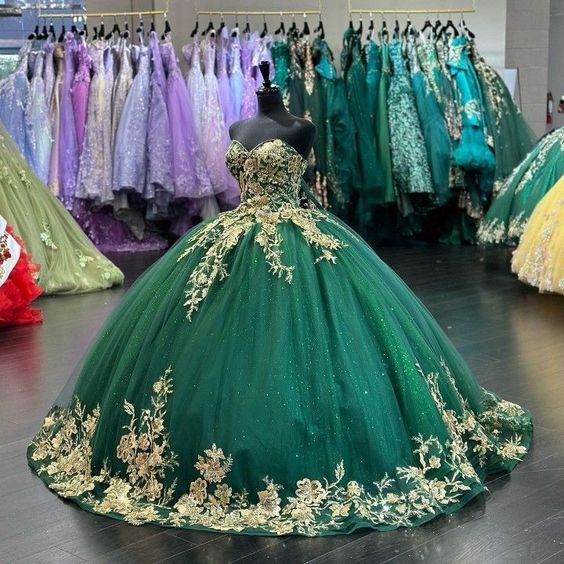 Green Princess Quinceanera Dresses Beading Appliques Party Dress Tulle Elegent Sweet Vestido De 15 16 Anos fg5454