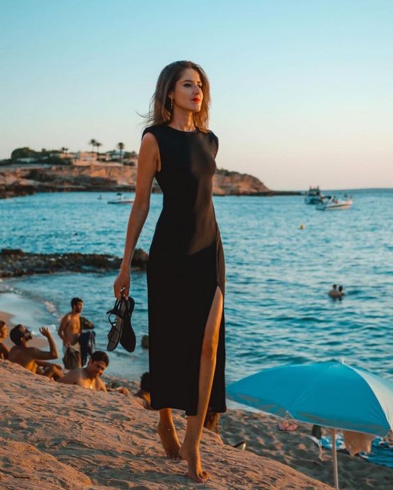 Long Black Sleeveless Party Dress Fashion Gown fg5963