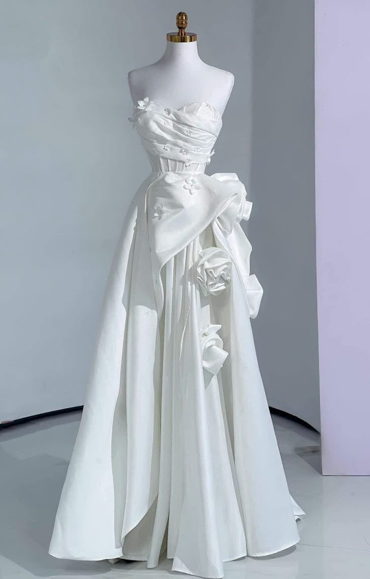 A Line White Strapless Formal Dress Design Evening Dress fg7530