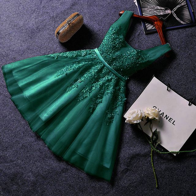 Dark Green Homecoming Dress Party Dress fg5389