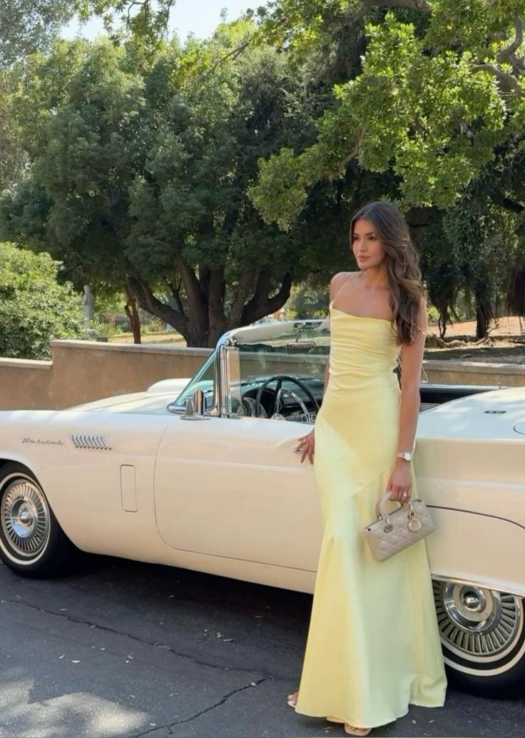 Yellow Straps Prom Dresses, Evening Dress Floor Length Party Gowns fg6559