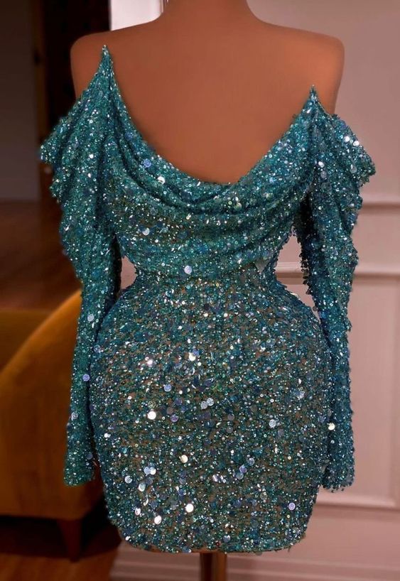 Sheath Long Sleeves Off-the-Shoulder Dress Party Sexy Homecoming Dress fg5574