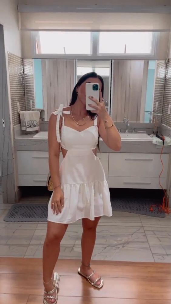 A-line White Short Homecoming Dresses Party Dress fg5953