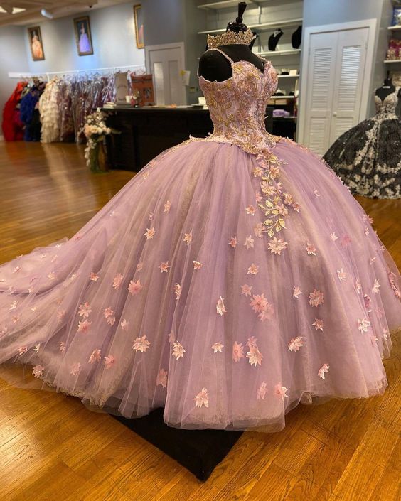 Luxury Lace Flower Quinceanera Dress Beading Tulle Vestidos De 15 Años Sweet 16 Dress Formal Birthday Party Ball Gown fg5681