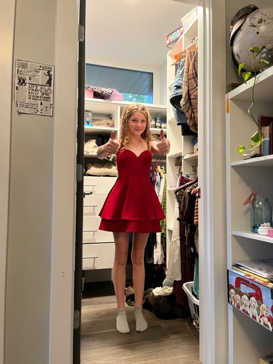 Cute Red Short Prom Dress, A-Line Party Dress fg5911