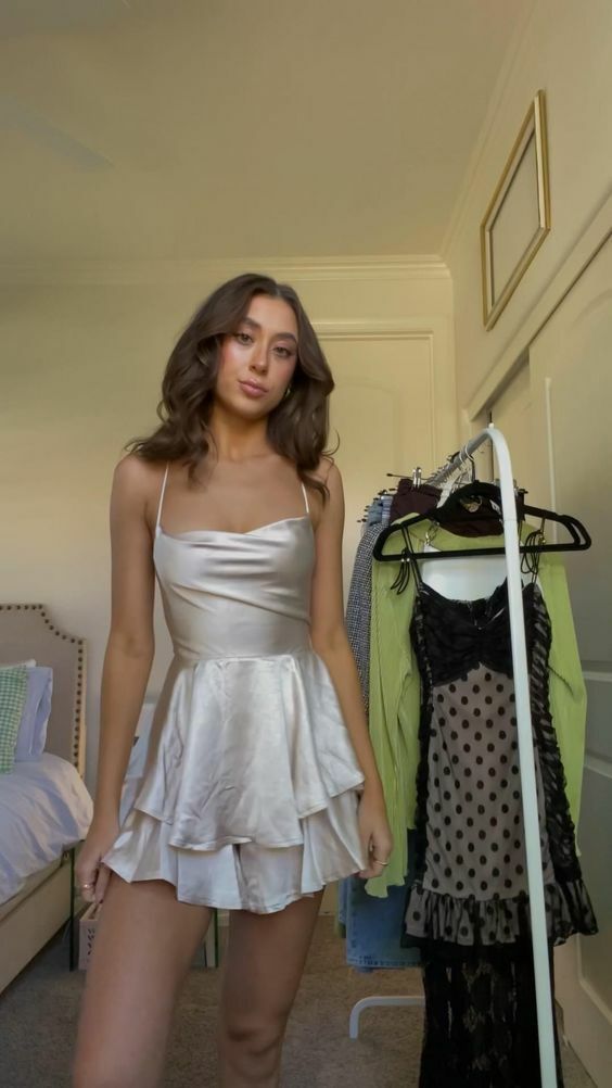 Spaghetti Straps Homecoming Dresses, Soft Mini Party Dress fg5931