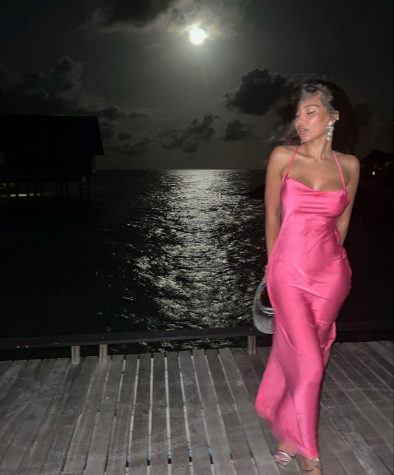 Pink Spaghetti Straps Prom Dresses fg5525