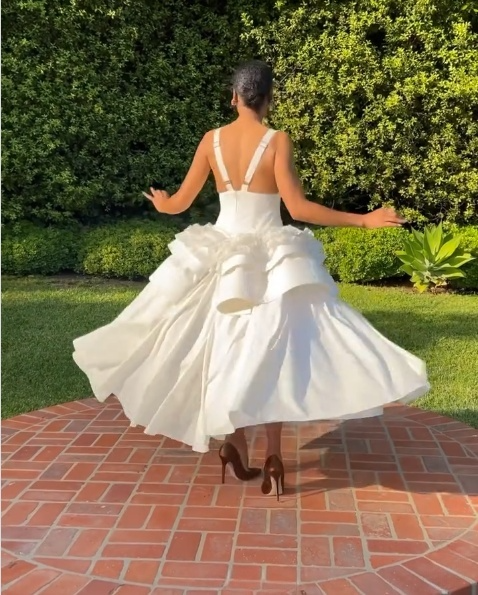 A Line White Sexy Evening Dress Ankle Length Prom Dresses fg7567