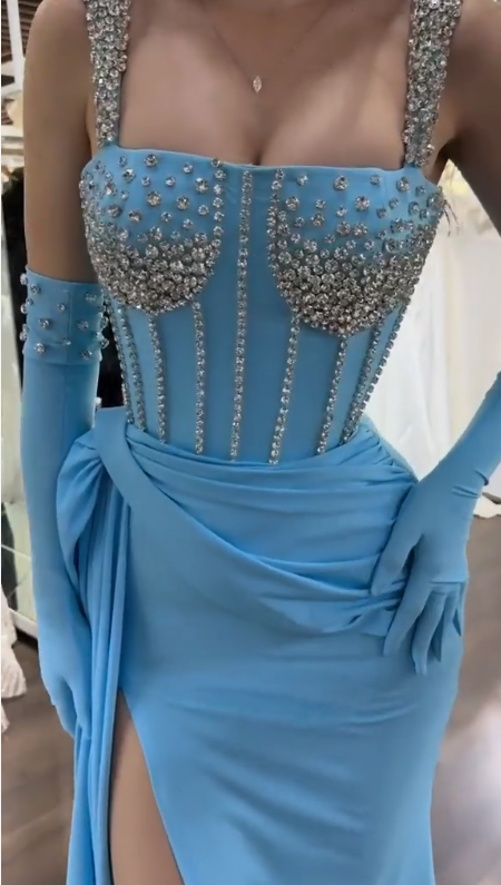 Blue Sparkly Sexy Long Prom Dress Formal Evening Dress fg7544