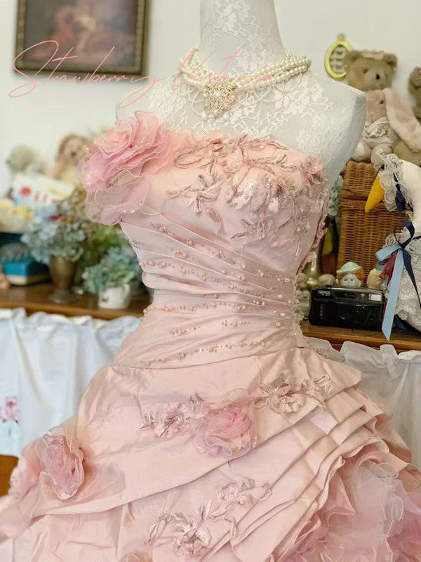 Pink A Line Princess Quinceanera Dress Ball Gown Sweet 16 Dresses fg7178