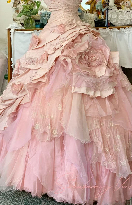 Pink A Line Princess Quinceanera Dress Ball Gown Sweet 16 Dresses fg7178