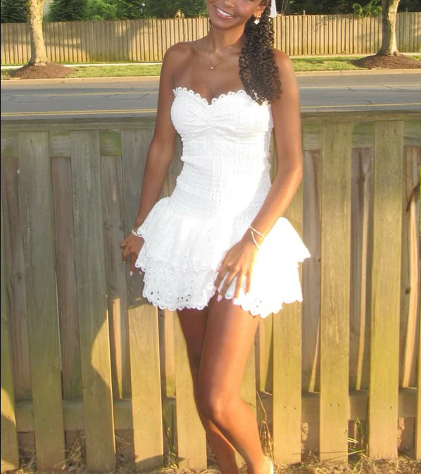 White Sweetheart A-Line Short Party Dress Homecoming Dress fg7045