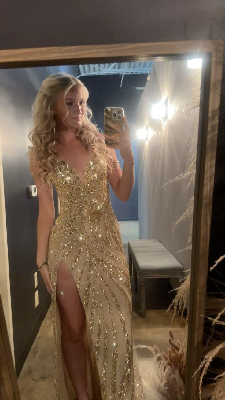 Sexy Mermaid Long Prom Party Dress Gold Lace Evening Dress fg8340
