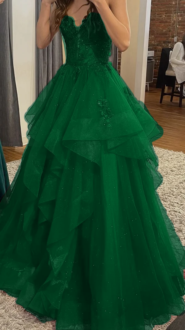 Burgundy Shinny Tulle A-Line Long Prom Dress Evening Party Dresses fg7644