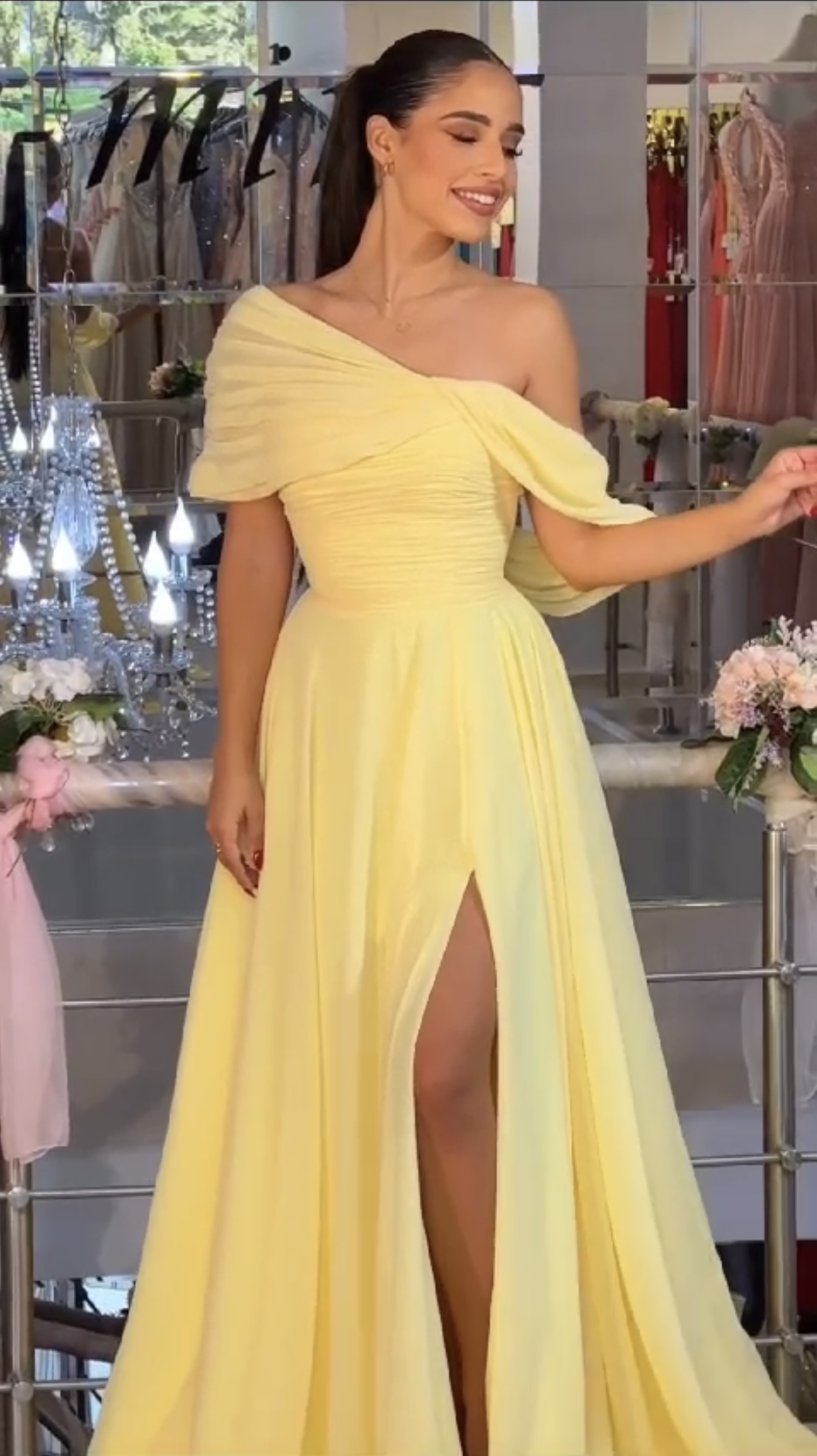 Vintage A line Yellow Long Prom Dress Evening Dresses fg6832