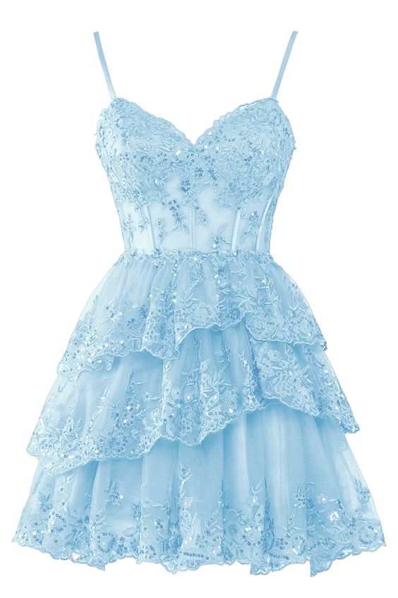 Tulle Homecoming Dresses Short Applique Corset Tiered Formal Party Gowns fg4365