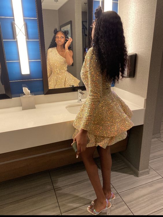 One Shoulder Party Gown Homecoming Dress 16th birthday dress fg5314