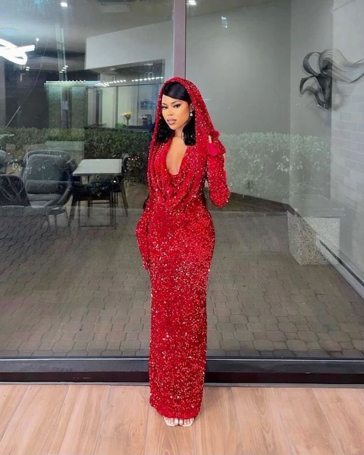 Charming Red Sequin Sheath Prom Dress,Red Evening Dress fg5201