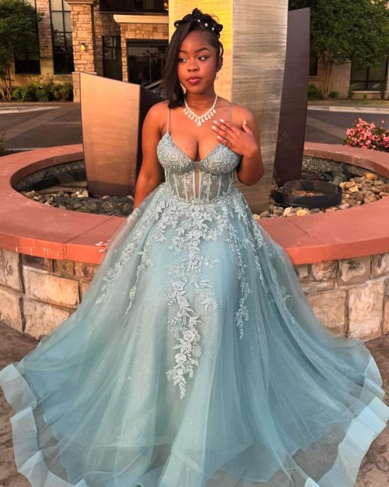 Spaghetti Straps Prom Dresses A Line Long Formal Dresses fg5283