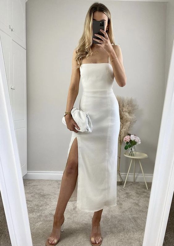 white evening dresses,spaghetti straps prom dresses fg5358