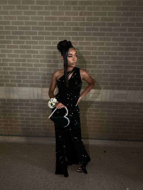 Long Sequin Black Mermaid Prom Evening Dresses fg4448