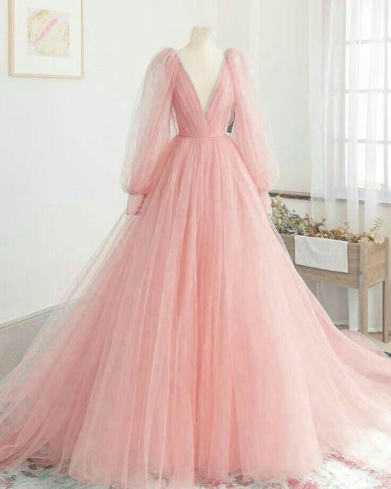 A-Line Prom Dresses Elegant Dress Pink Prom Gown fg4617