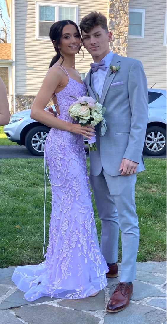 Purple Mermaid Prom Dresses Lace Appliques Evening Party Formal Gowns fg4552