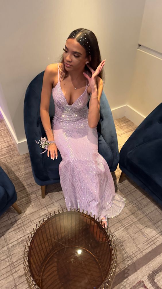 lilac prom dress Mermaid Long Formal Dresses fg5279