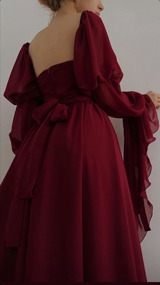 Beautiful Vintage Romantic A-line Burgundy Prom Dress Evening Dress fg4534