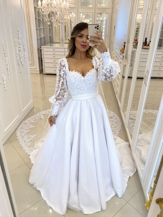 White Prom Dresses A Line Party Gown for Women fg4640