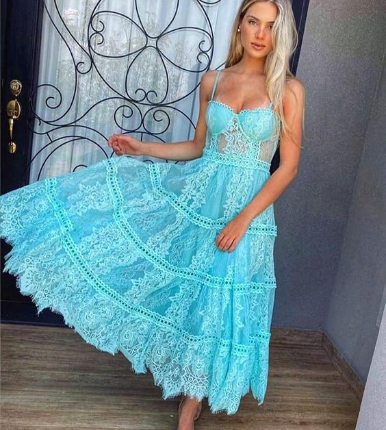 A-Line Stunning Lace Formal Prom Dresses fg4720