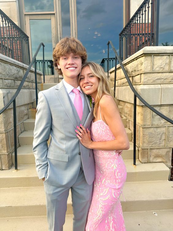 Pink Mermaid Sequin Prom Dress Long Evening Gown fg4670