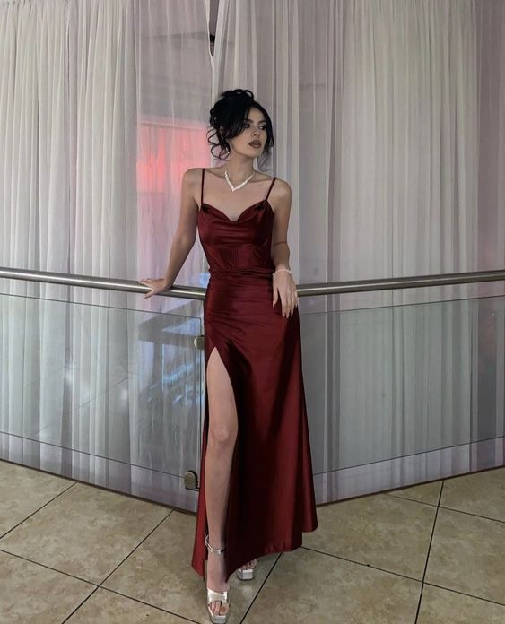 Burgundy Long Prom Dress, Evening Dress fg5211