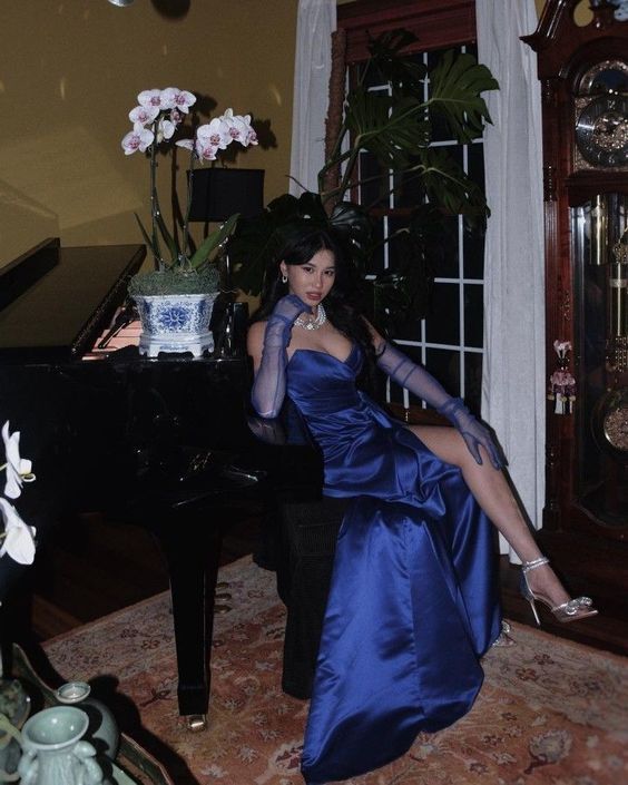 Modest Sweetheart Satin Slit Prom Dresses 21th Birthday Outfits fg5430