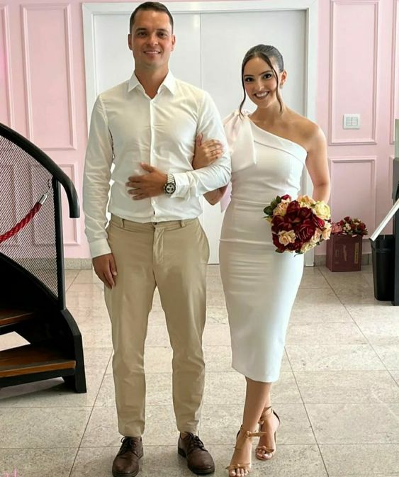 White Prom Dresses One Shouder Party Gown for Women fg4646