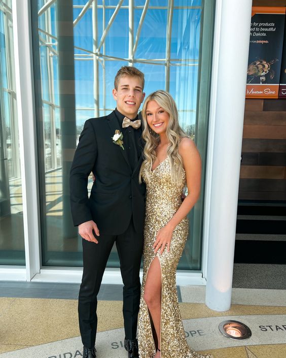 Gold Mermaid Prom Dresses Sequin Party Formal Gowns fg4556