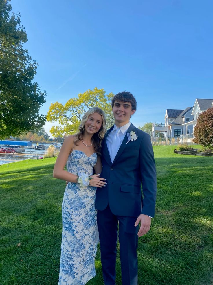 Spaghetti Straps Prom Dresses, formal gowns, Blue and White Prom Dress fg5129