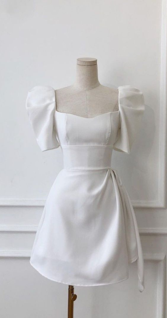 Retro Style White Homecoming Dress,White Party Dress fg4792
