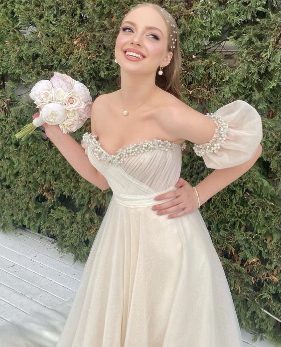 Evening Dress Beaded Short Sleeve New Party Dress fg4571