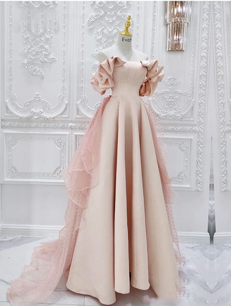 Unique Pink bridal gown, strapless prom dress,custom made fg4162