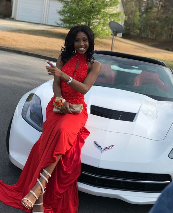 Red Mermaid Prom Dresses with Lace fg4324