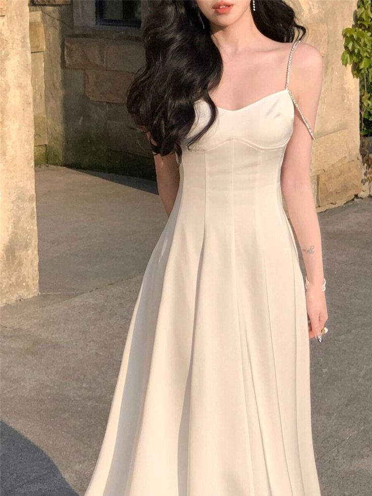 New Elegant Spaghetti Strap Evening Party Fashion Midi Dress For Women fg3977