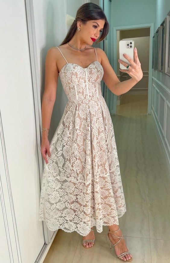 Spaghetti Straps Party Dress Lady Fashion Lace Homecoming Gown fg3688