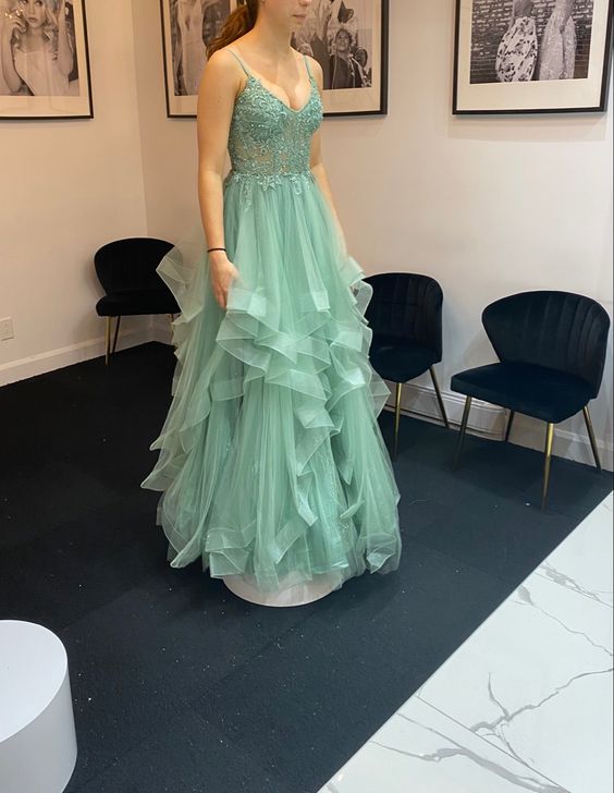 Beautiful Tulle With Lace Applique Long Formal Gown, Party Dresses fg4177