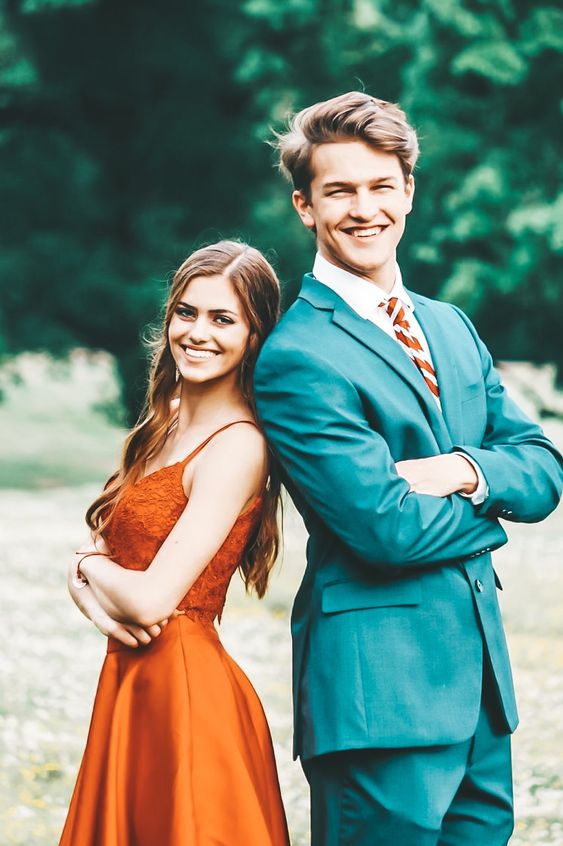 Orange Prom Dresses Two-pieces Evening Party Dress fg4358