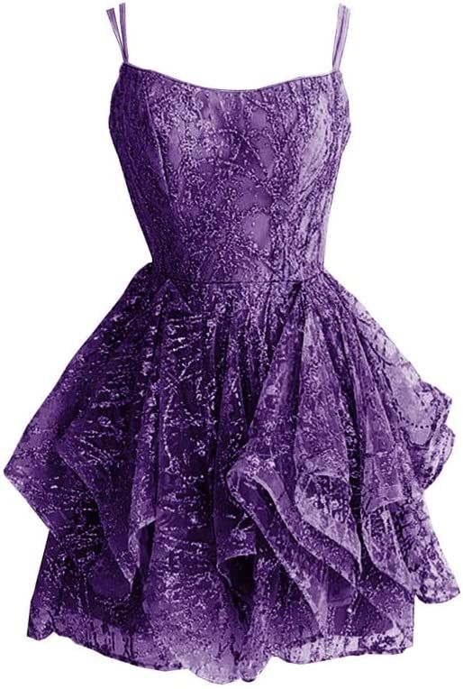 Homecoming Dresses Lace Prom Dress Spaghetti Straps Cocktail Dresses Ruffles Short Homecoming Dresses fg3730