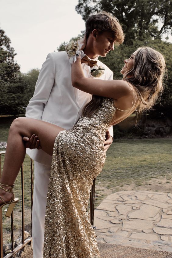 Gold Sequin Prom Dresses,Long evening Dress,formal Dress fg3686